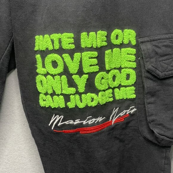 Maison Noir Black Cargo Joggers With Neon Green & Red Flame Embroidery Size L - Picture 3 of 9